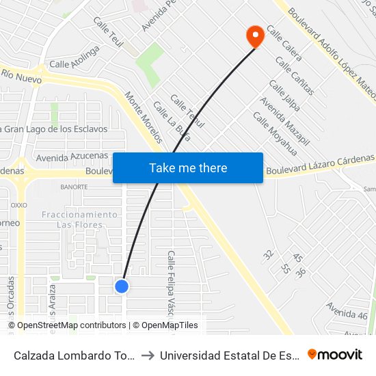 Calzada Lombardo Toledano / Mallorca to Universidad Estatal De Estudios Pedagogicos map