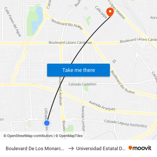 Boulevard De Los Monarcas / Avenida De Los Aragones to Universidad Estatal De Estudios Pedagogicos map