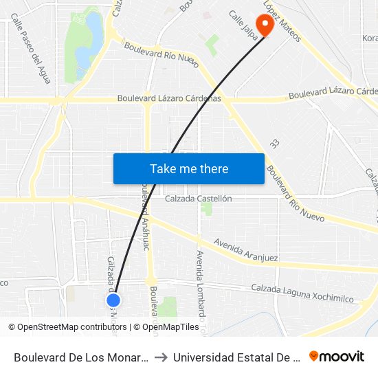 Boulevard De Los Monarcas / De Los Catalanes to Universidad Estatal De Estudios Pedagogicos map
