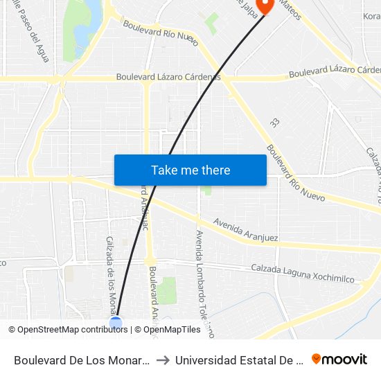 Boulevard De Los Monarcas / De Las Heráldicas to Universidad Estatal De Estudios Pedagogicos map