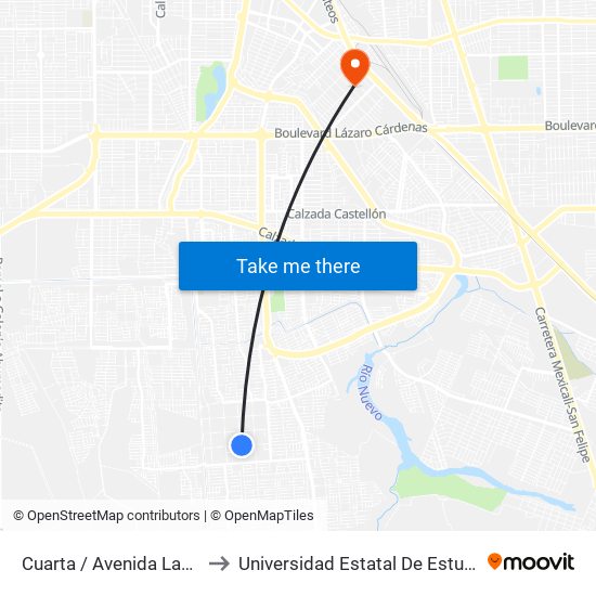 Cuarta / Avenida Lago Xochimilco to Universidad Estatal De Estudios Pedagogicos map