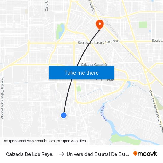 Calzada De Los Reyes / Villarobledo to Universidad Estatal De Estudios Pedagogicos map