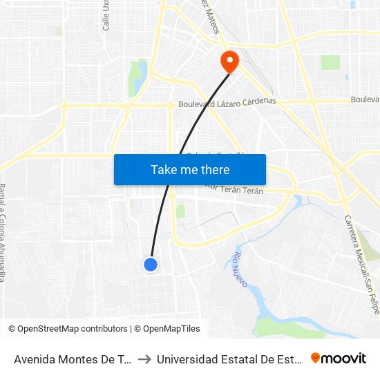 Avenida Montes De Toledo / Carreña to Universidad Estatal De Estudios Pedagogicos map