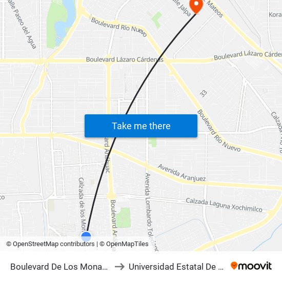 Boulevard De Los Monarcas / De Los Doblones to Universidad Estatal De Estudios Pedagogicos map