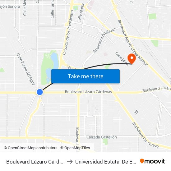 Boulevard Lázaro Cárdenas / De La Cañada to Universidad Estatal De Estudios Pedagogicos map