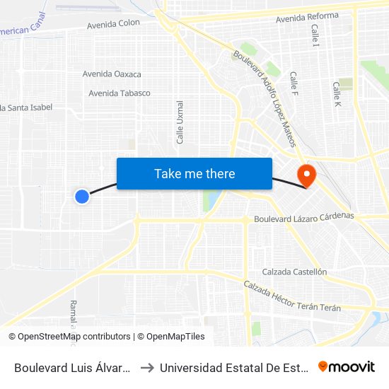 Boulevard Luis Álvarez / Universidad to Universidad Estatal De Estudios Pedagogicos map