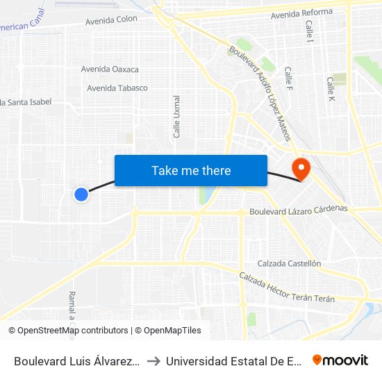 Boulevard Luis Álvarez / Avenida Médicos to Universidad Estatal De Estudios Pedagogicos map