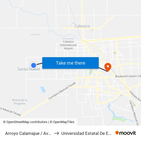 Arroyo Calamajue / Avenida El Portezuelo to Universidad Estatal De Estudios Pedagogicos map
