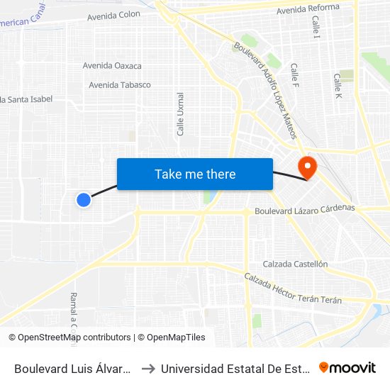 Boulevard Luis Álvarez / Veterinarios to Universidad Estatal De Estudios Pedagogicos map