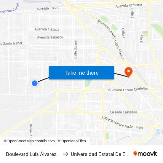 Boulevard Luis Álvarez / Avenida Médicos to Universidad Estatal De Estudios Pedagogicos map