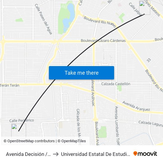 Avenida Decisión / Tenacidad to Universidad Estatal De Estudios Pedagogicos map