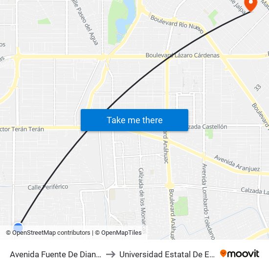 Avenida Fuente De Diana / Fuente De Musas to Universidad Estatal De Estudios Pedagogicos map