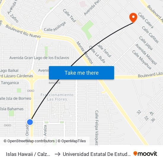 Islas Hawaii / Calzada Anáhuac to Universidad Estatal De Estudios Pedagogicos map