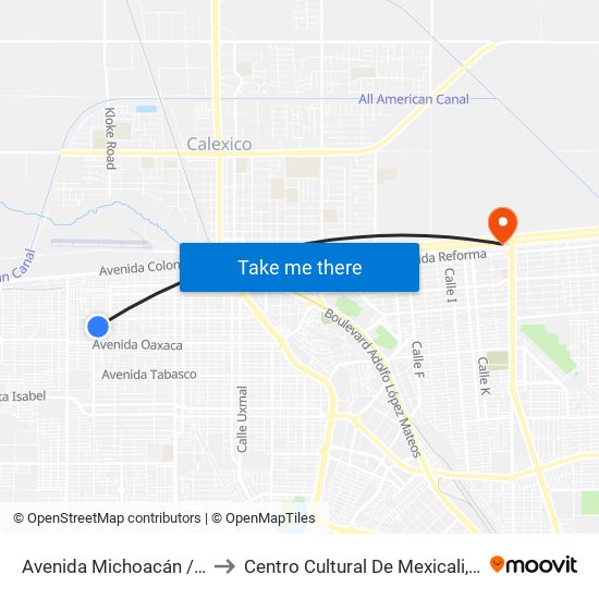 Avenida Michoacán / Bahía San Rafael to Centro Cultural De Mexicali, Seminario Diocesano map