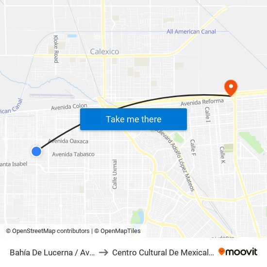 Bahía De Lucerna / Avenida Santo Tomás to Centro Cultural De Mexicali, Seminario Diocesano map