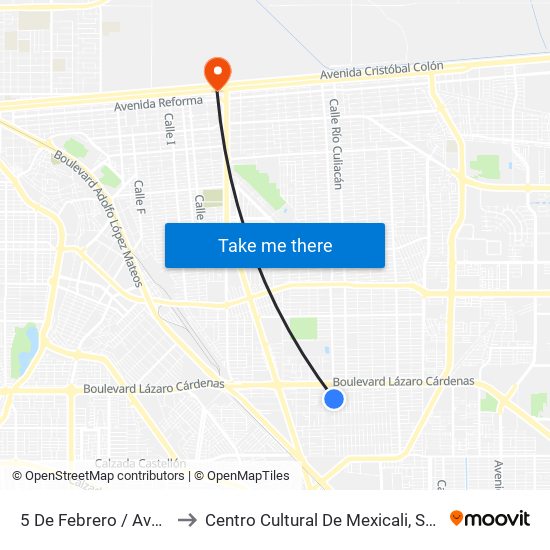 5 De Febrero / Avenida Torreón to Centro Cultural De Mexicali, Seminario Diocesano map