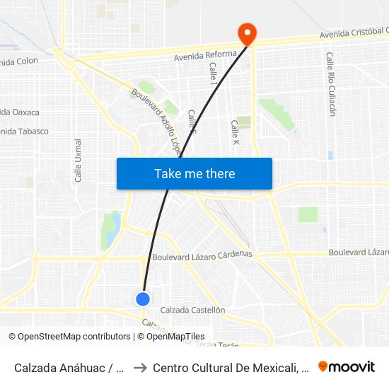 Calzada Anáhuac / Avenida Gerona to Centro Cultural De Mexicali, Seminario Diocesano map