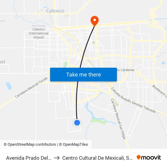 Avenida Prado Del Rey / Estella to Centro Cultural De Mexicali, Seminario Diocesano map