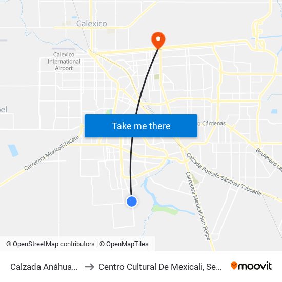 Calzada Anáhuac / Fonelas to Centro Cultural De Mexicali, Seminario Diocesano map