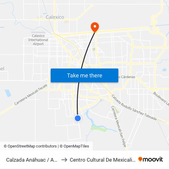 Calzada Anáhuac / Avenida Formentera to Centro Cultural De Mexicali, Seminario Diocesano map