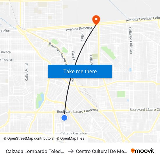 Calzada Lombardo Toledano / Avenida Eleno Hernández to Centro Cultural De Mexicali, Seminario Diocesano map