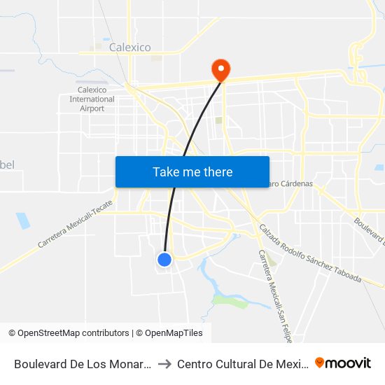 Boulevard De Los Monarcas / Avenida Puerto Llano to Centro Cultural De Mexicali, Seminario Diocesano map