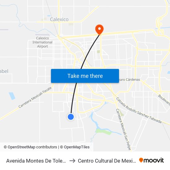 Avenida Montes De Toledo / Calzada De Los Reyes to Centro Cultural De Mexicali, Seminario Diocesano map