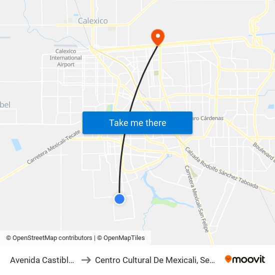 Avenida Castiblanco / Onil to Centro Cultural De Mexicali, Seminario Diocesano map