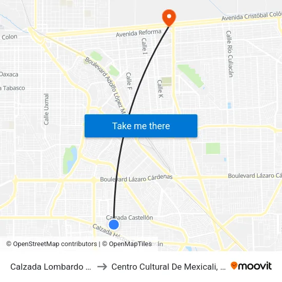 Calzada Lombardo Toledano / Jaén to Centro Cultural De Mexicali, Seminario Diocesano map