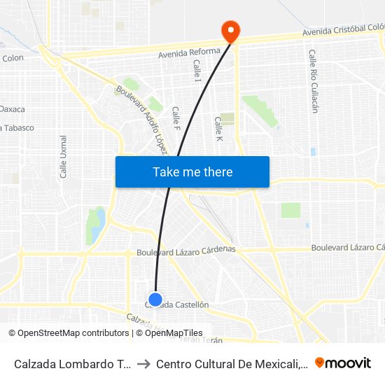 Calzada Lombardo Toledano / Toledo to Centro Cultural De Mexicali, Seminario Diocesano map