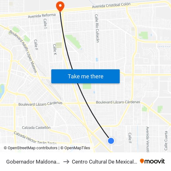 Gobernador Maldonado / Presa Pabellón to Centro Cultural De Mexicali, Seminario Diocesano map