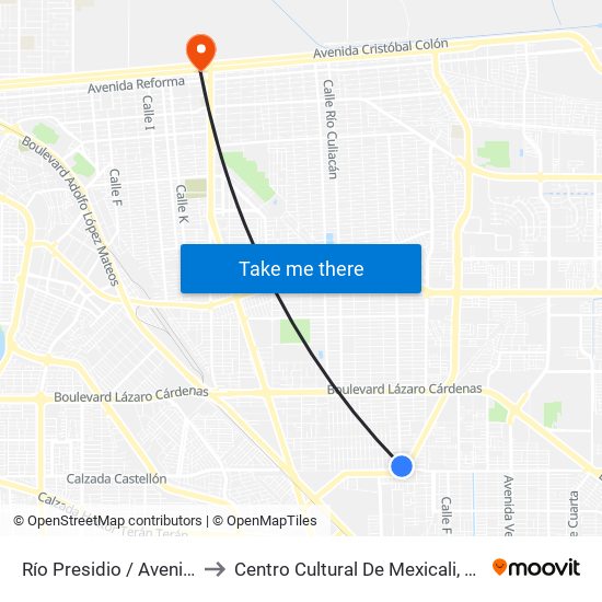 Río Presidio / Avenida 23 De Junio to Centro Cultural De Mexicali, Seminario Diocesano map