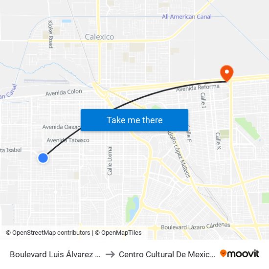 Boulevard Luis Álvarez / Avenida Tierra Blanca to Centro Cultural De Mexicali, Seminario Diocesano map
