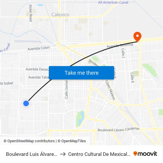 Boulevard Luis Álvarez / Avenida España to Centro Cultural De Mexicali, Seminario Diocesano map