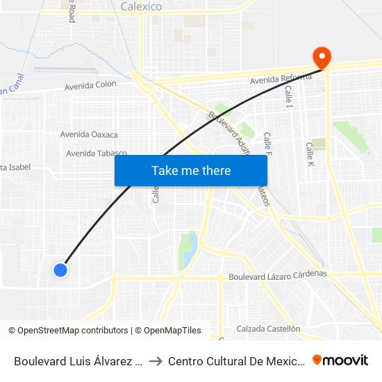 Boulevard Luis Álvarez / Avenida Arqueólogos to Centro Cultural De Mexicali, Seminario Diocesano map