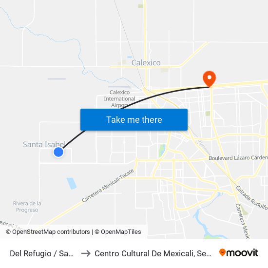 Del Refugio / Santa Dolores to Centro Cultural De Mexicali, Seminario Diocesano map