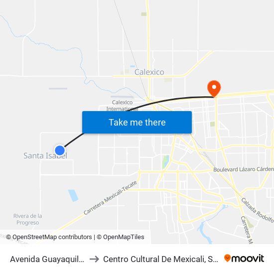 Avenida Guayaquil / Del Refugio to Centro Cultural De Mexicali, Seminario Diocesano map