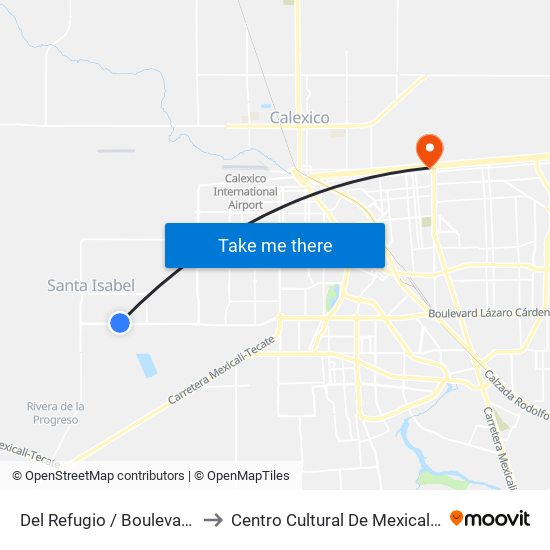 Del Refugio / Boulevard Lázaro Cárdenas to Centro Cultural De Mexicali, Seminario Diocesano map