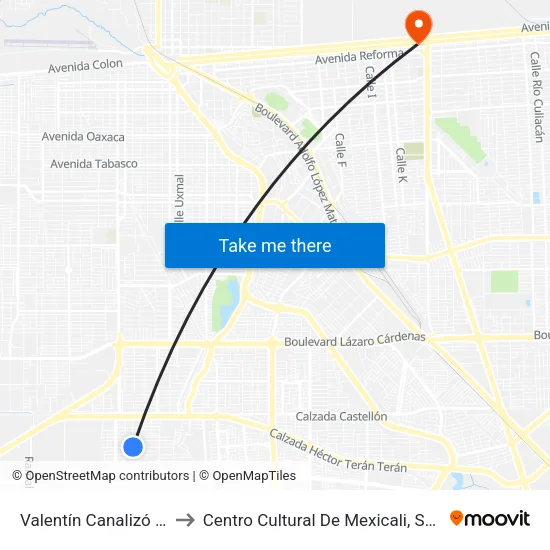 Valentín Canalizó / Federación to Centro Cultural De Mexicali, Seminario Diocesano map