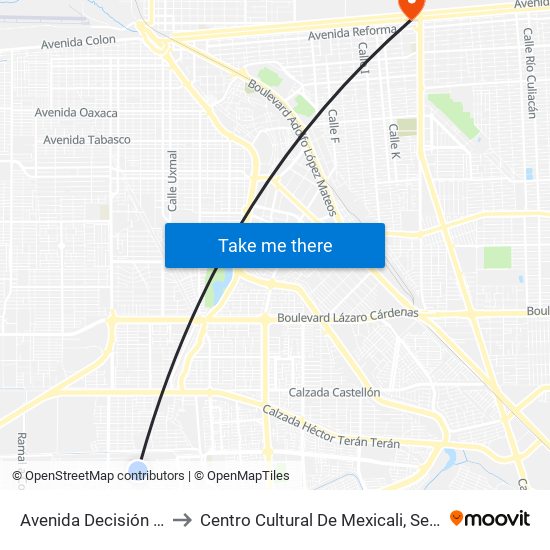 Avenida Decisión / Tenacidad to Centro Cultural De Mexicali, Seminario Diocesano map