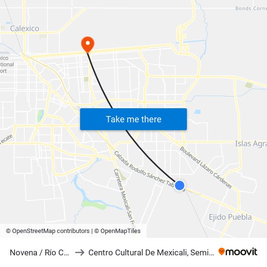 Novena / Río Candelaria to Centro Cultural De Mexicali, Seminario Diocesano map