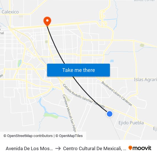Avenida De Los Mosaicos / Huiquiño to Centro Cultural De Mexicali, Seminario Diocesano map