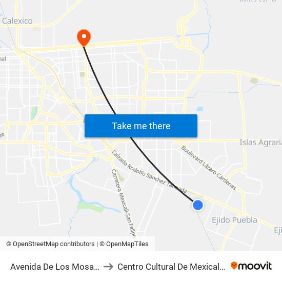 Avenida De Los Mosaicos / Zacapoaxtla to Centro Cultural De Mexicali, Seminario Diocesano map