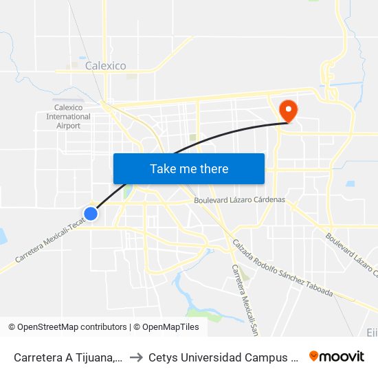 Carretera A Tijuana, 2246 to Cetys Universidad Campus Mexicali map
