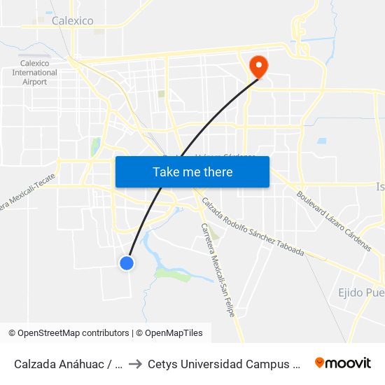 Calzada Anáhuac / Nava to Cetys Universidad Campus Mexicali map