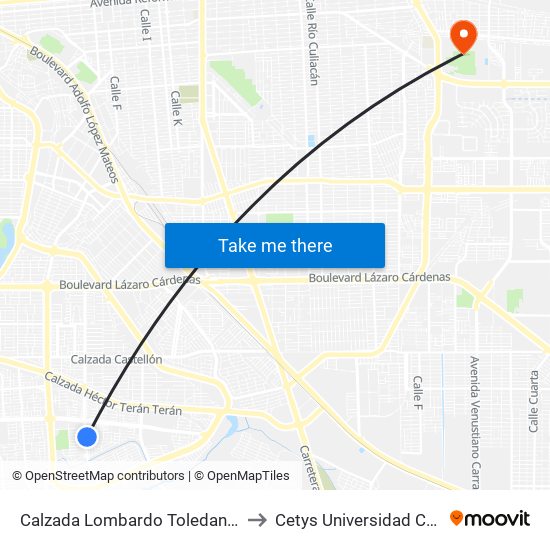 Calzada Lombardo Toledano / Basquetbolistas to Cetys Universidad Campus Mexicali map