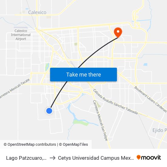 Lago Patzcuaro, 52 to Cetys Universidad Campus Mexicali map