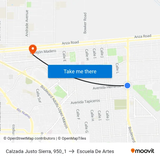 Calzada Justo Sierra, 950_1 to Escuela De Artes map