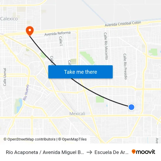 Río Acaponeta / Avenida Miguel Bravo to Escuela De Artes map