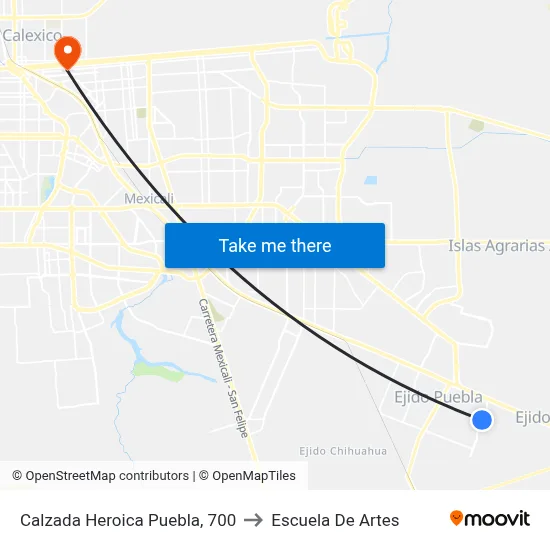 Calzada Heroica Puebla, 700 to Escuela De Artes map